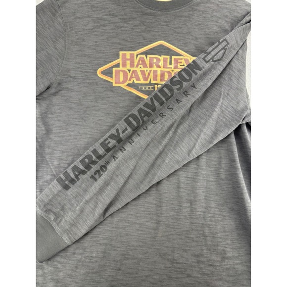 Harley Davidson Shirt Mens Large 120th Anniversary Edition Long Sleeve Gray - Picture 4 of 13